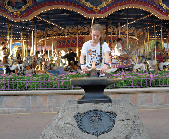 Pulling the Sword from the Stone in Fantasyland Magic Kingdom